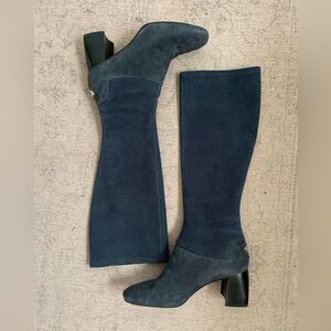 Tory Burch Sidney Slip On Navy Suede‎ Boots Size 10.5